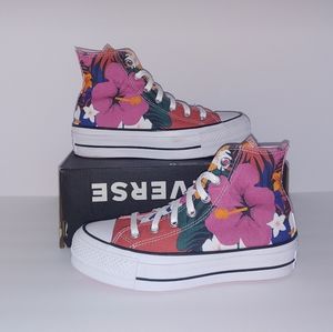 Cute Hawaiian floral mini platform cons